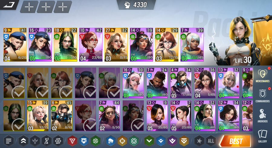 Lust Goddess – team selection screen